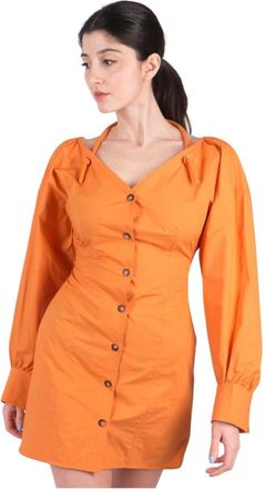 Nanushka Alyssa Mini Poplin Jurk - Dames - Korte kleedjes - Oranje - XS - Kleedjes