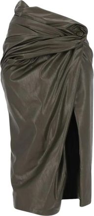 Diesel O-Dasli Draped Pencil Skirt - Dames - Leren & Su&egrave;de rokken - Groen - XS - Polyester - Rokken