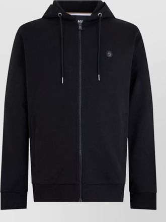 HUGO BOSS cotton zip up hooded sweatshirt