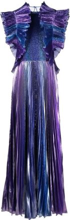 Alberta Ferretti ruffle-detail sleeveless dress - women - Polyester/Polyamide - 48 - Purple