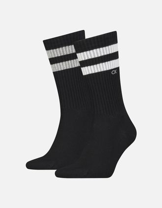Calvin Klein Mens 2-Pack Stripes Casual Sports Socks, Black - Size: 7.5/8/5/5.5/6/6.5/7