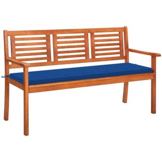 vidaXL Banco De Jard&iacute;n 3 Plazas Madera Maciza Eucalipto Y Coj&iacute;n 150 Cm Vidaxl