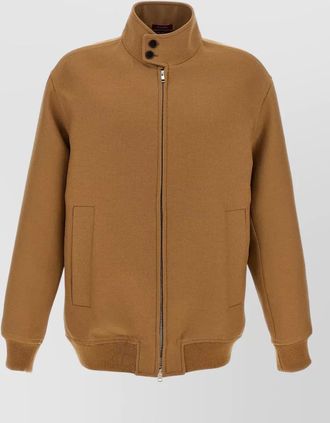 Gucci wool zip jacket high collar ribbed hem