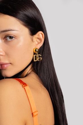 Dolce & Gabbana Clip-on Earrings With Logo, Womens, Gold