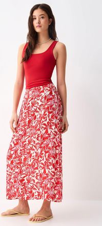 Twik Womens Textured crepe long slit skirt