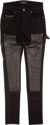 Amiri Mens Denim Leather Workman Pants In Black