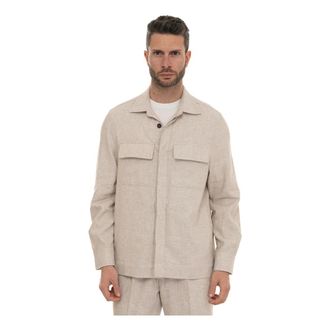 Hindustrie Light Jackets, male, Beige, XL, Attanasio Overshirt