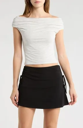 Elodie Draped Off the Shoulder Top in Light Grey at Nordstrom Rack, Size X-Large