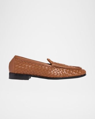 Bottega Veneta Men & apos;s Silenzio Intrecciato Napa Leather Loafers