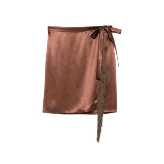 The Nina Studio Fringe-trim Wrap Skirt