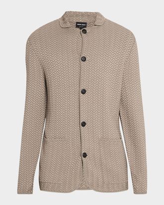 Giorgio Armani Men & apos;s Ottoman Chevron Single-Breasted Jacket