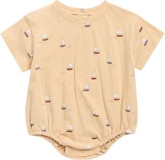 Rylee + Cru Sailboat Print Cotton Bubble Bodysuit in Butterscotch at Nordstrom, Size 18-24M