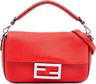 Fendi Pre-owned Womens Baguette Shoulder Bag - Red Leather - One Size