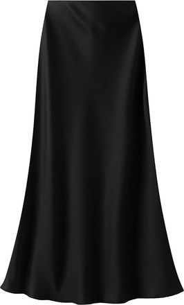 Generic Womens Satin High Waist Skirt,Silk Skirts for womenSummer Casual Sexy Midi Length Elastic Skirt (Black,XL)