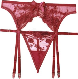 Generic Sexy Lingerie Lingerie Lace Bodysuit High Waisted Garter Belt for Women Sexy & Lace Suspender Belt with 4 Straps Clip for Stocking Bra Travel Case for