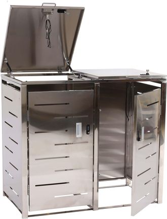 Hhg Hhg - Nunca Usado] Cubo De Basura 2 Cubos 020, Cubo De Basura Cubo De Basura, Extensible 103x115x63cm, Acero Inoxidable 38kg