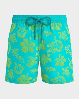 Vilebrequin Men & apos;s Flocked Tropical Turtle Swim Trunks
