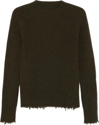 Uma Wang UMA Wang, Truien & Vesten, Dames, Groen, S, Kasjmier, Ribgebreide Trui Met Ronde Hals