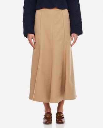 Gabriela Hearst Beige SILK PLEATED MIDI SKIRT