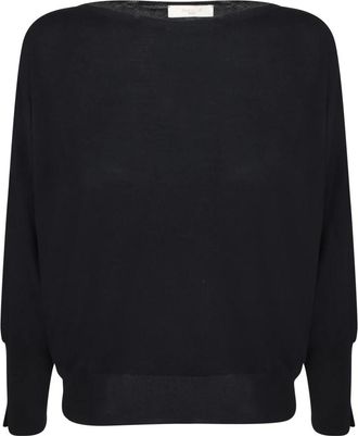 Incotex Rondgebreide trui - Dames - Ronde hals truien - Zwart - XS - Truien & Vesten