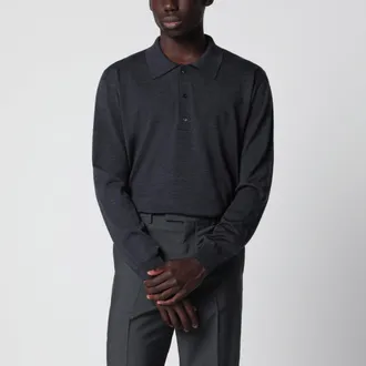 Valentino Polo in lana con ricamo VLogo grigia antracite