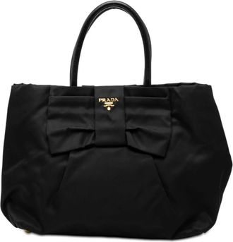 Prada Pre-owned Tote Bags, female, Black, Size: ONE SIZE Pre-owned Bow Detail Tote Bag