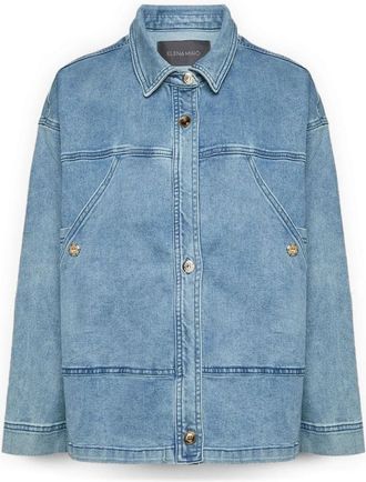 Elena Miro Stone Washed Denim Jacket - Dames - Spijkerjassen - Blauw - XL - Denim - Jassen