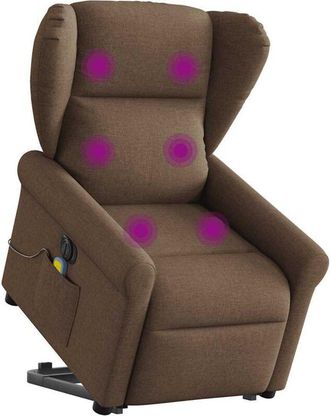 vidaXL Vidaxl - Sill&oacute;n De Masaje El&eacute;ctrico Reclinable Elevable Tela Marr&oacute;n