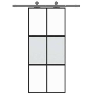 Berkfield Home Sliding Door Black 90x205 cm Tempered Glass & Aluminium