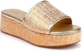 L'agence Inaya Platform Sandal in Gold Rafia at Nordstrom Rack, Size 10