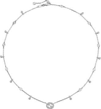 Gucci 18kt Witgouden en Diamanten Ketting - Dames - Kettingen - Grijs - ONE Size - Accessoires