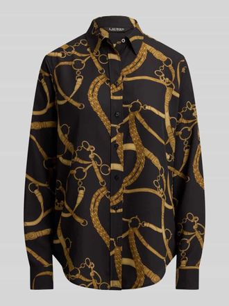 Lauren Ralph Lauren Regular Fit Langarmbluse mit Motiv-Print in BLACK, Gr&ouml;&szlig;e XL