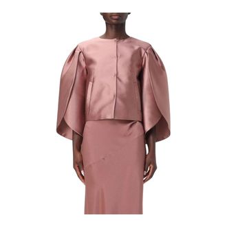 Alberta Ferretti Blouses, female, Pink, M, Satin Cape Jacket