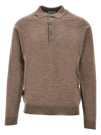 John Smedley Belpe buttoned polo shirt - men - Merino - M - Brown