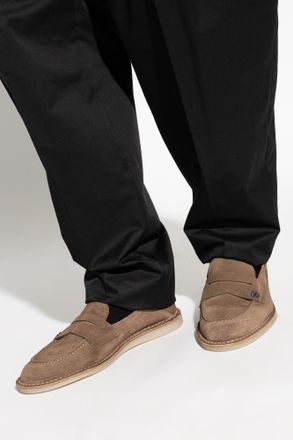 Dolce & Gabbana Suede Shoes With Logo, Mens, Brown