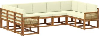 vidaXL Conjunto De Sof&aacute;s De Exterior 9 Uds. Natural Y Crema Vidaxl