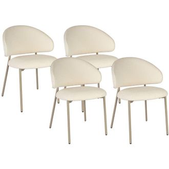 Vente-Unique Sedia in Tessuto testurizzato e Metallo Beige Crema - Lotto di 4 - VOSINIA