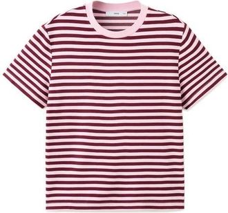 Mango Stripe T-Shirt in Pastel Pink at Nordstrom, Size Medium