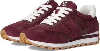 Lauren Ralph Lauren Dani Perforated Suede Sneakers Womens Shoes Dark Garnet/Dark Garnet/Snow White : 9.5 B - Medium