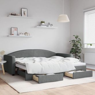 vidaXL Sof&aacute; Cama Nido Con Cajones Tela Gris Oscuro 90x200 Cm Vidaxl