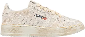 Autry Dallas Low Bloom WomenS Suede Sneakers With Micro-Crystals Aulw Na01 White Strasse