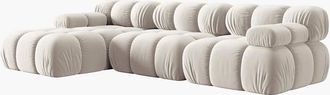 MICADONI Modulares 4-Sitzer Design Ecksofa Bellis mit Eckteil links - Samtbezug