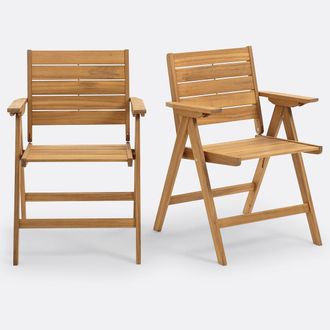 La Redoute Interieurs 2 plooibare fauteuils R&eacute;alto, in acacia