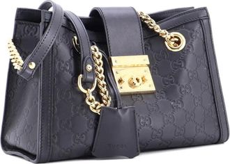Gucci Padlock Chain Tote Guccissima Leather Small shoulder bag - Zwart