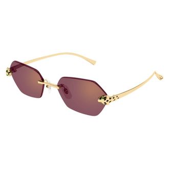 Cartier CT0636S Gold-Tone Metal Sunglasses - Brown