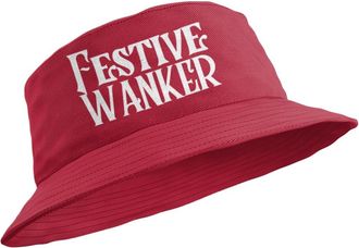 Generic Funny Rude Christmas Bucket Hat Festive Wanker (UK, Alpha, L, Red)