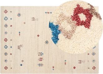 Beliani Beliani - Modern Wool Rug Floral Animal Pattern Hand Tufted 160 x 230 cm Beige Suluca