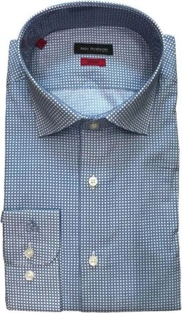 Roy Robson Slim Fit Geometrisch Print Overhemd - Heren - Casual Overhemden - Blauw - XS - Katoen - Overhemden