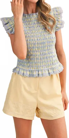 Merci The Erica Plaid Top In Blue