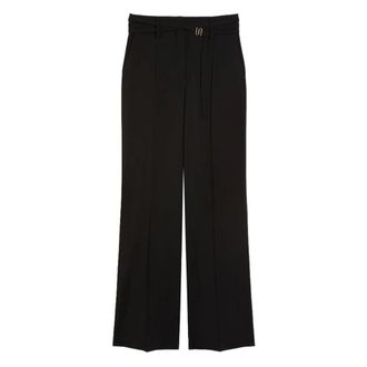 Sportmax Flared wollen broek - Dames - Wijde Broeken - Zwart - 2XS - Wol - Broeken
